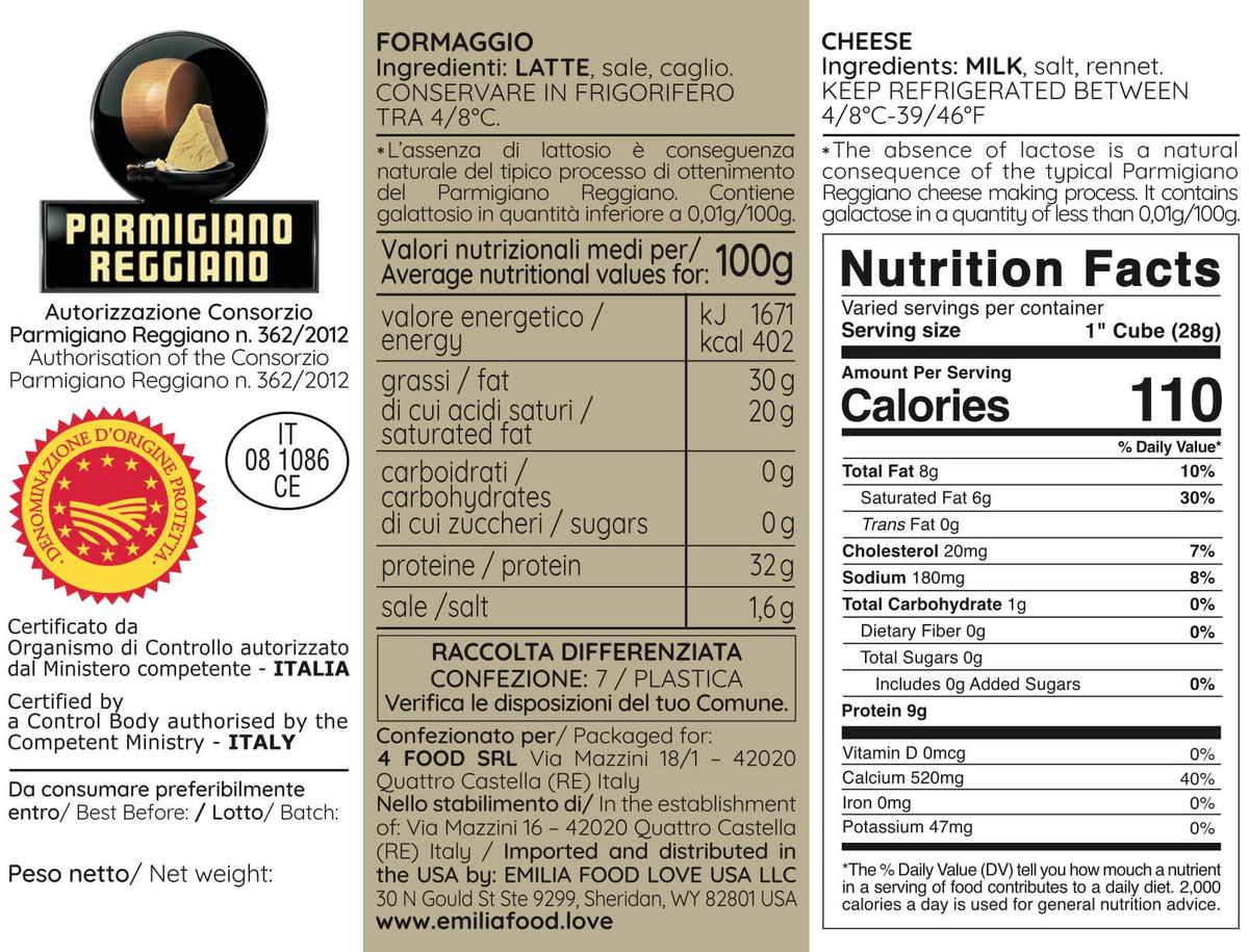 Parmigiano Reggiano DOP Whole and Half cheese wheels